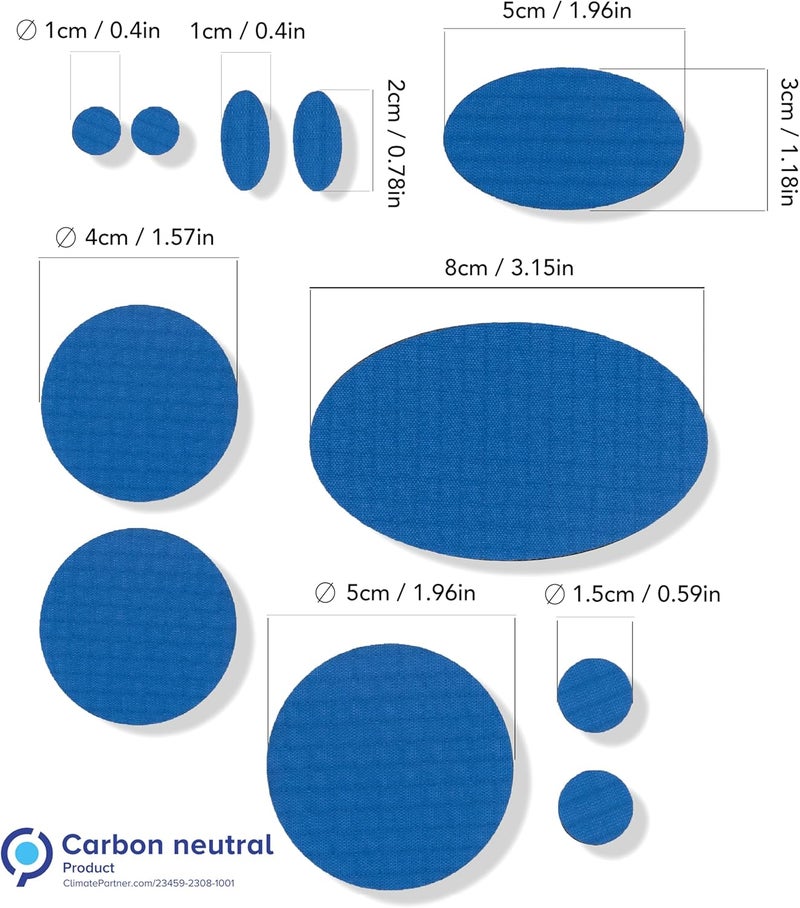 aZengear Repair Patches for Jackets, Tent, Shoe Toe, Air Mattress, Inflatables, PVC Gear - Waterproof, Self-Adhesive, Tear-Cold-Heat-Resistant, Down Puffer Coat (11 Pieces, Blue) - Image 3
